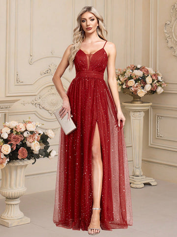 Sleeveless A-Line Tulle Bridesmaid Dress