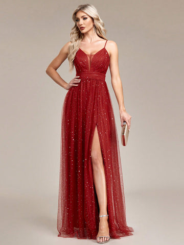 Sleeveless A-Line Tulle Bridesmaid Dress