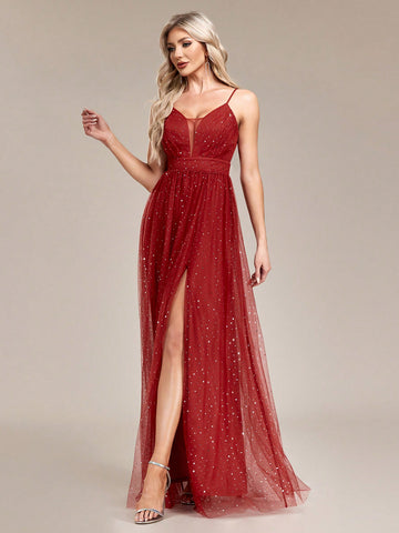 Sleeveless A-Line Tulle Bridesmaid Dress