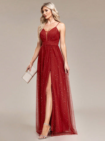 Sleeveless A-Line Tulle Bridesmaid Dress