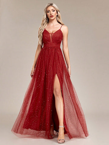 Sleeveless A-Line Tulle Bridesmaid Dress