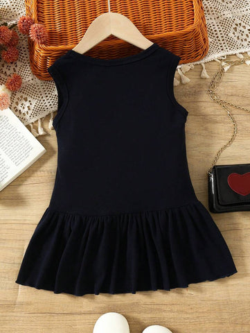 NewSleeveless Bow Decor Summer Dress For Young Girls, Suitable For Vacation