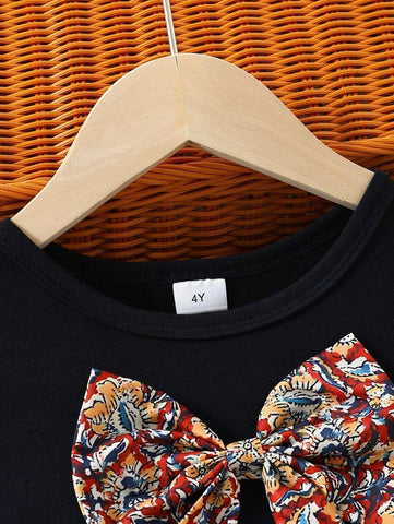 NewSleeveless Bow Decor Summer Dress For Young Girls, Suitable For Vacation