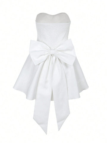 Sleeveless Bowknot Decor A-Line Mini Dress
