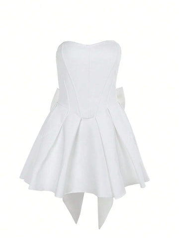 Sleeveless Bowknot Decor A-Line Mini Dress