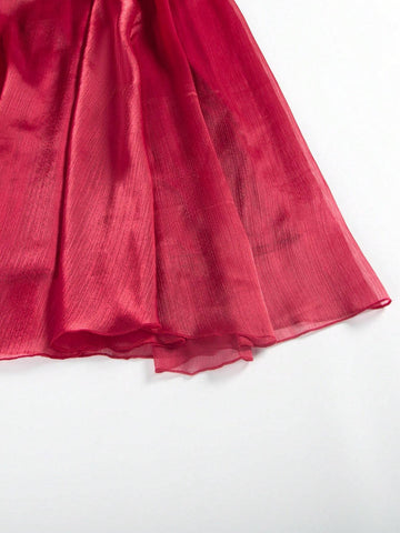 Sleeveless Elegant Long Net Yarn Evening Gown