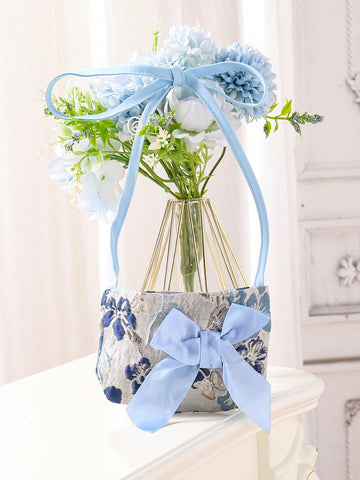 Sleeveless Jacquard Waist-Cinching Dress For Young Girls, With Bowknot Bag Accessories. The New Styles Of Formal Dresses