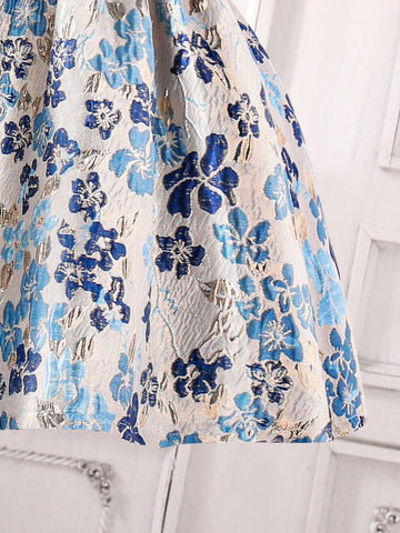 Sleeveless Jacquard Waist-Cinching Dress For Young Girls, With Bowknot Bag Accessories. The New Styles Of Formal Dresses