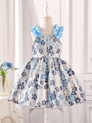Sleeveless Jacquard Waist-Cinching Dress For Young Girls, With Bowknot Bag Accessories. The New Styles Of Formal Dresses