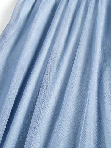 Sleeveless Lace Panel Sheer Mesh Elegant Bridesmaid Maxi Dress