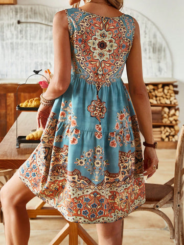 Sleeveless Printed Dress