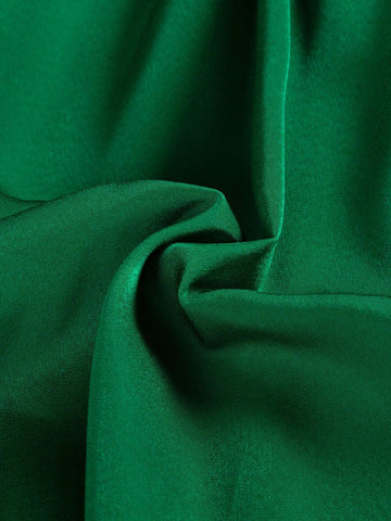 Sleeveless Satin Floor-Length Dress With Belted Waist And Flowing Ribbon