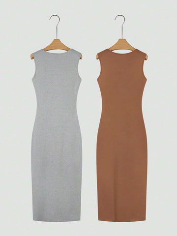 Sleeveless Slit Dress Set