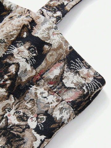 Sleevesless Cat Pattern Short Cami Dress