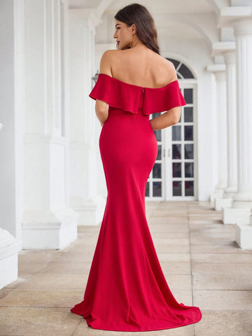 Slim Fit Off Shoulder Evening Party Dress