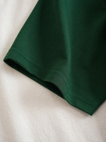 Slogan Graphic Contrast Collar Polo Shirt