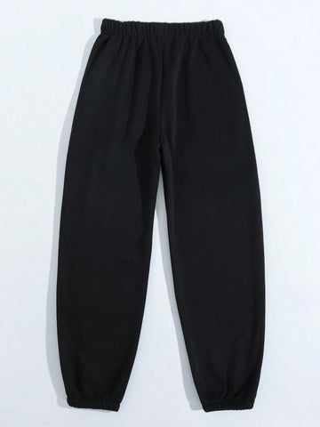 Slogan Graphic Drawstring Waist Sweatpants