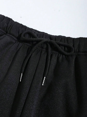 Slogan Graphic Drawstring Waist Sweatpants