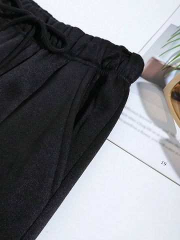 Slogan Graphic Drawstring Waist Sweatpants