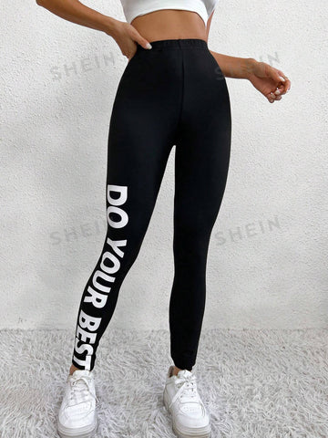 Slogan Graphic Leggings
