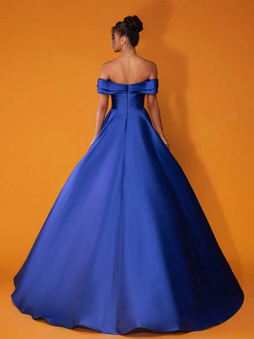 Smilprince Deluxe French Princess Style Sapphire Blue Evening Formal Dress