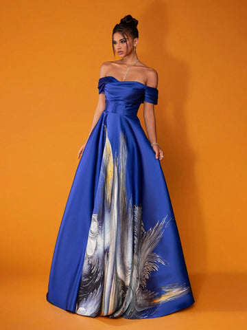 Smilprince Deluxe French Princess Style Sapphire Blue Evening Formal Dress