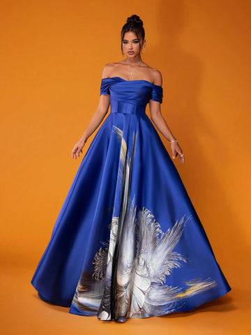 Smilprince Deluxe French Princess Style Sapphire Blue Evening Formal Dress