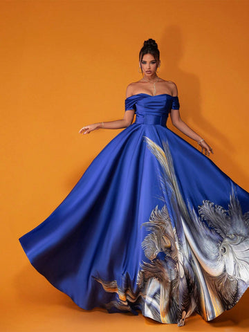 Smilprince Deluxe French Princess Style Sapphire Blue Evening Formal Dress