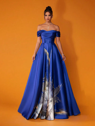 Smilprince Deluxe French Princess Style Sapphire Blue Evening Formal Dress