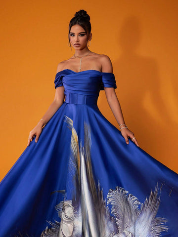 Smilprince Deluxe French Princess Style Sapphire Blue Evening Formal Dress