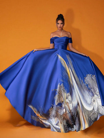 Smilprince Deluxe French Princess Style Sapphire Blue Evening Formal Dress