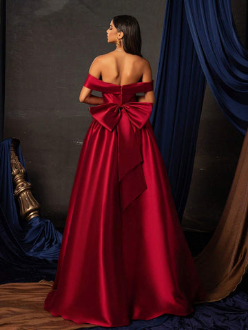 Smilprince Long Burgundy High-End Light Luxury Niche Evening Dress