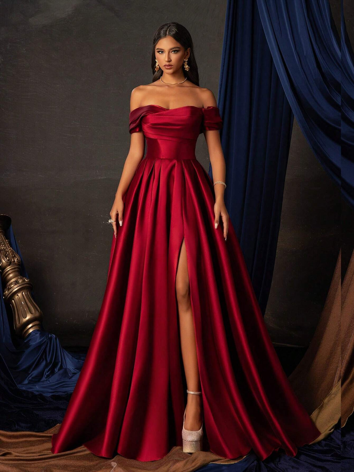 Smilprince Long Elegant Quality One Shoulder Waist Collect Open Slit Evening Dress