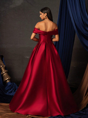 Smilprince Long Elegant Quality One Shoulder Waist Collect Open Slit Evening Dress