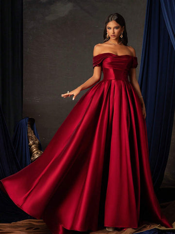 Smilprince Long Elegant Quality One Shoulder Waist Collect Open Slit Evening Dress