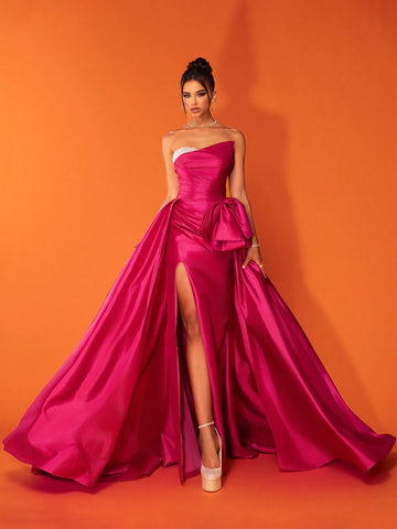 Smilprince Long High-End Elegant Fish-Tail Evening Dress With Draping Design