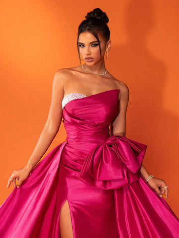 Smilprince Long High-End Elegant Fish-Tail Evening Dress With Draping Design