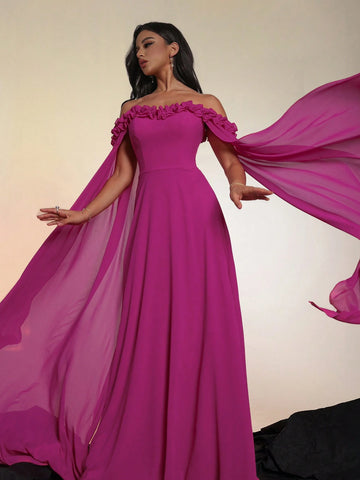Smilprince Long Off-Shoulder Sleeve High-End Evening Party Dress
