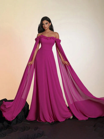 Smilprince Long Off-Shoulder Sleeve High-End Evening Party Dress