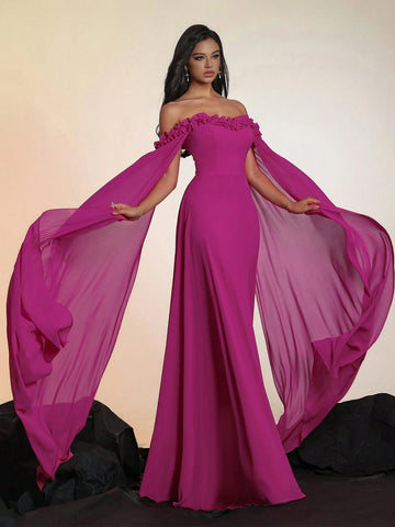 Smilprince Long Off-Shoulder Sleeve High-End Evening Party Dress