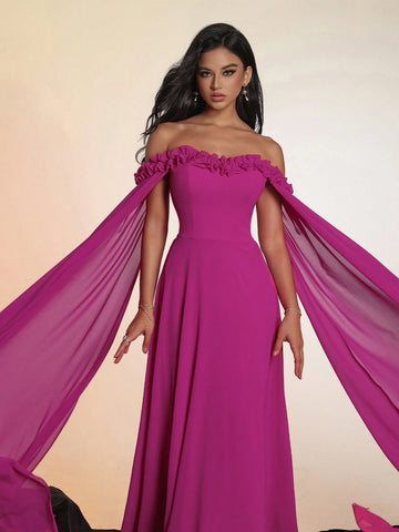 Smilprince Long Off-Shoulder Sleeve High-End Evening Party Dress