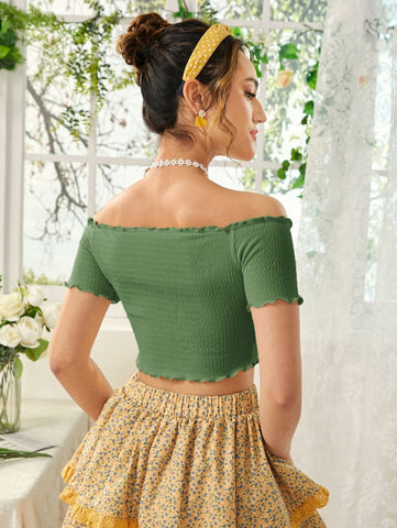 Lettuce Trim Off Shoulder Tee