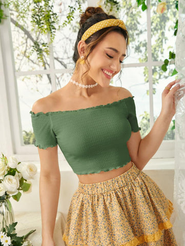 Lettuce Trim Off Shoulder Tee