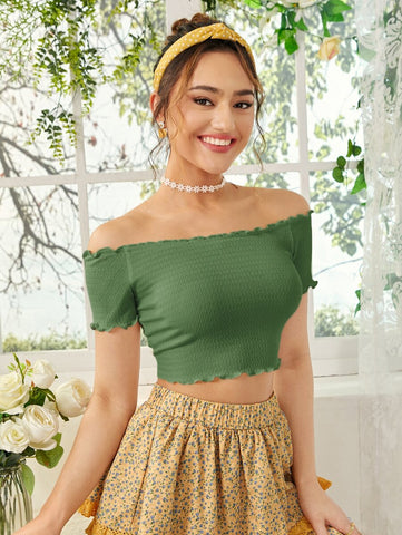 Lettuce Trim Off Shoulder Tee