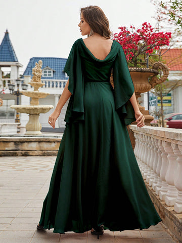 Solid Appliques Detail Bridesmaid Dress