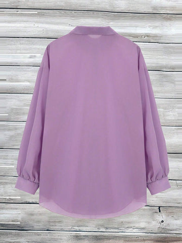 Solid Button Front Shirt For Spring And Summer