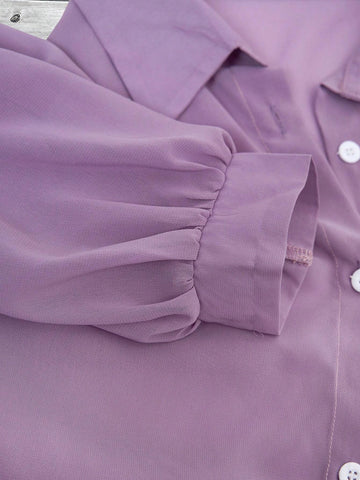 Solid Button Front Shirt For Spring And Summer