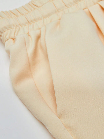 Solid Button Front Shirt & Drawstring Waist Pants