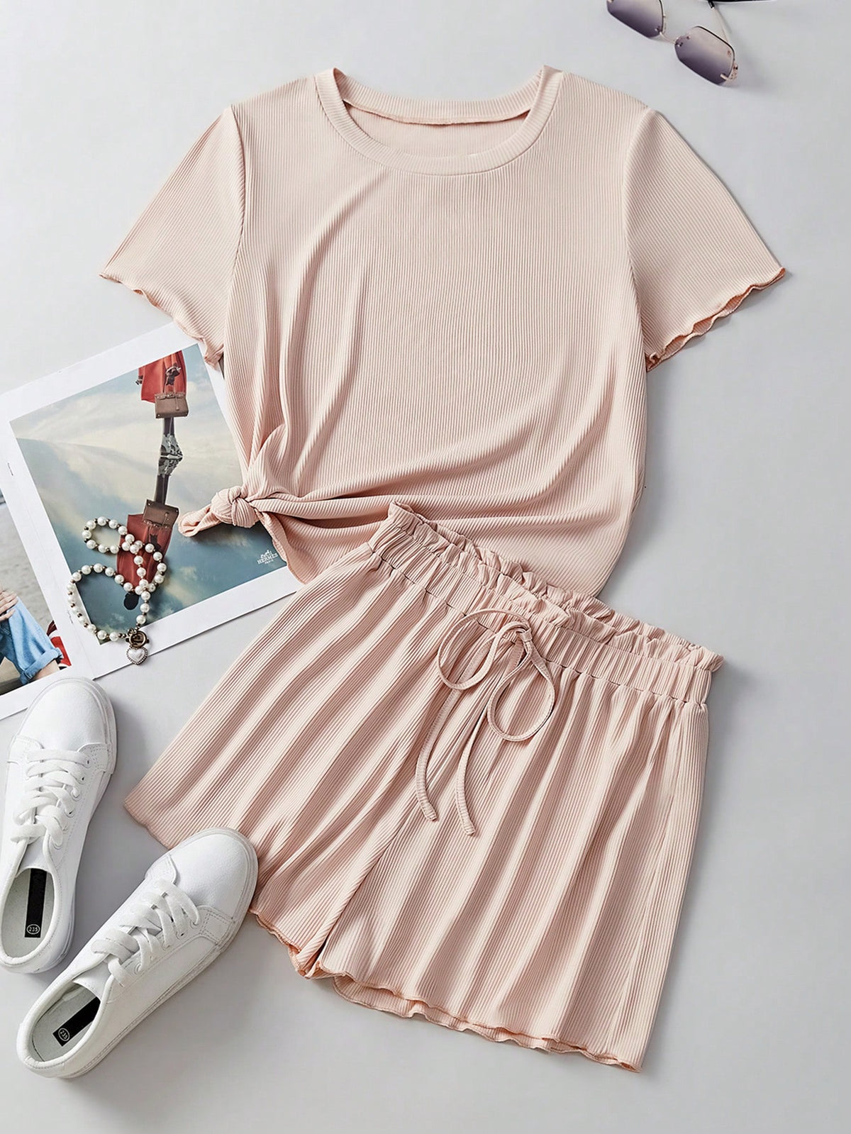 Solid Color Casual Two-Piece Outfit