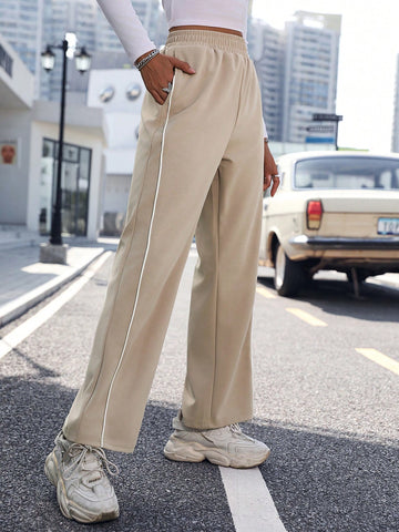 Solid Color Casual Wide Leg Sweatpants
